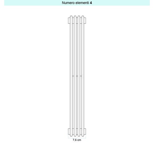 Immagine di Irsap ARPA 12 VERTICALE Radiatore 4 elementi L.7,6 P.4 H.182 cm, colore bianco standard finitura lucido Cod.01 A1218200401IR01A01