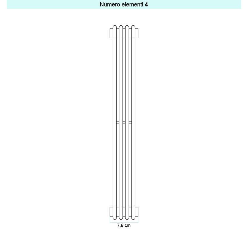 Immagine di Irsap ARPA 12 VERTICALE Radiatore 4 elementi L.7,6 P.4 H.182 cm, colore nero finitura opaco Cod.K1 A12182004K1IR01A01