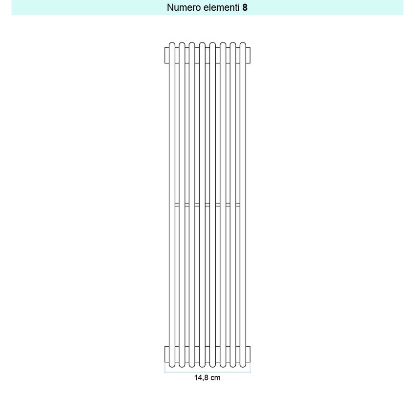 Immagine di Irsap ARPA 12 VERTICALE Radiatore 8 elementi L.14,8 P.4 H.152 cm, colore bianco standard finitura lucido Cod.01 A1215200801IR01A01