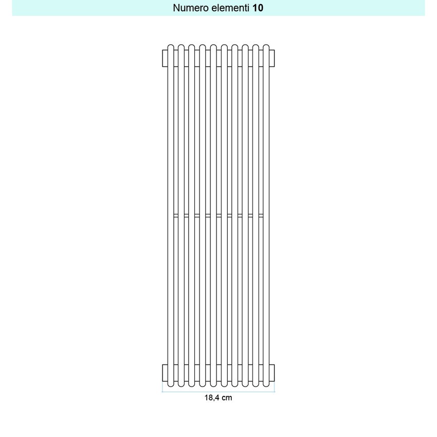 Immagine di Irsap ARPA 12 VERTICALE Radiatore 10 elementi L.18,4 P.4 H.202 cm, colore bianco standard finitura lucido Cod.01 A1220201001IR01A01