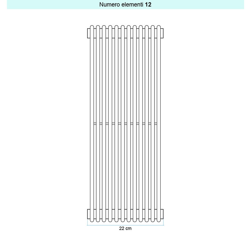 Immagine di Irsap ARPA 12 VERTICALE Radiatore 12 elementi L.22 P.4 H.52 cm, colore bianco standard finitura lucido Cod.01 A1205201201IR01A01