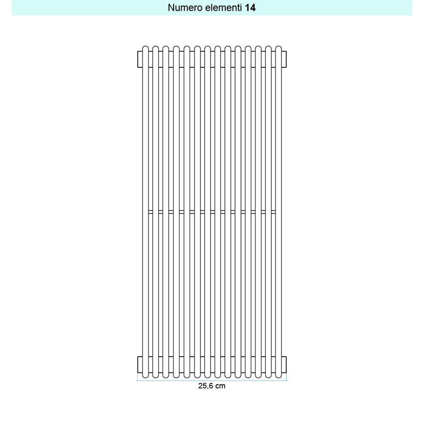 Immagine di Irsap ARPA 12 VERTICALE Radiatore 14 elementi L.25,6 P.4 H.75 cm, colore bianco standard finitura lucido Cod.01 A1207501401IR01A01