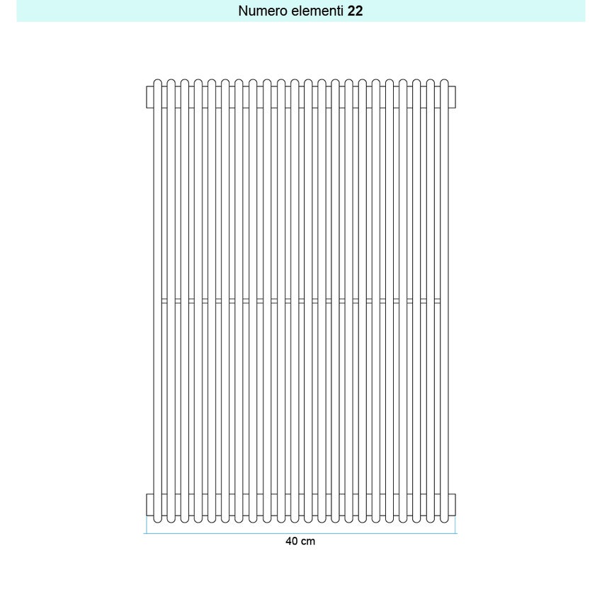 Immagine di Irsap ARPA 12 VERTICALE Radiatore 22 elementi L.40 P.4 H.182 cm, colore nero grafite finitura ruvido Cod.18 A1218202218IR01A01