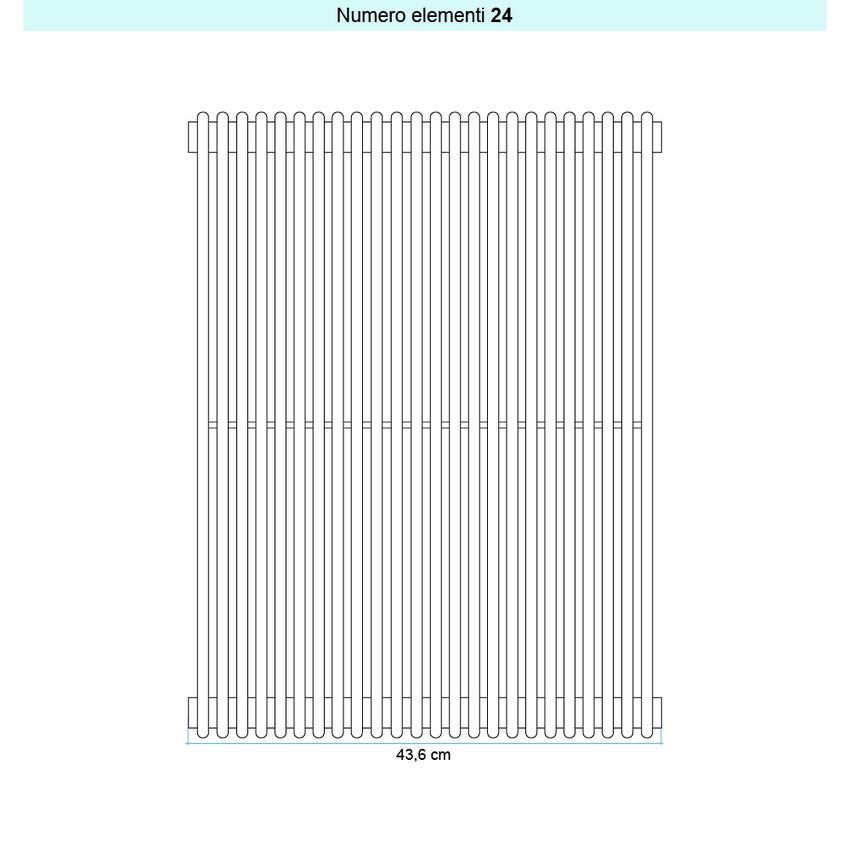 Immagine di Irsap ARPA 12 VERTICALE Radiatore 24 elementi L.43,6 P.4 H.87 cm, colore nero finitura opaco Cod.K1 A12087024K1IR01A01