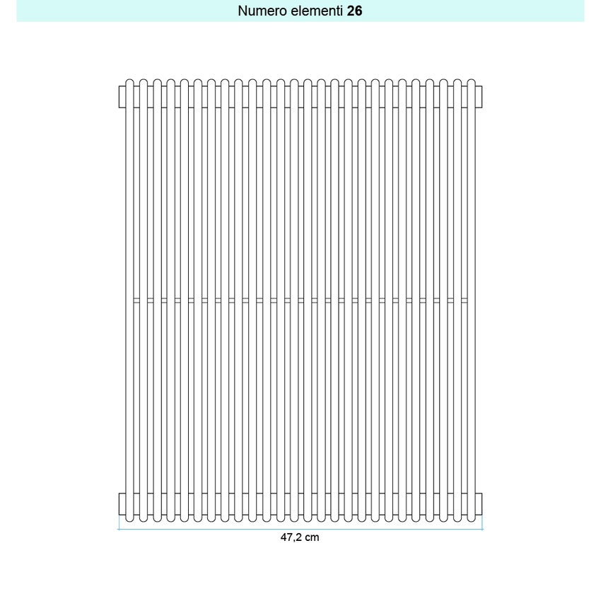 Immagine di Irsap ARPA 12 VERTICALE Radiatore 26 elementi L.47,2 P.4 H.252 cm, colore grigio perla finitura ruvido Cod.L6 A12252026L6IR01A01