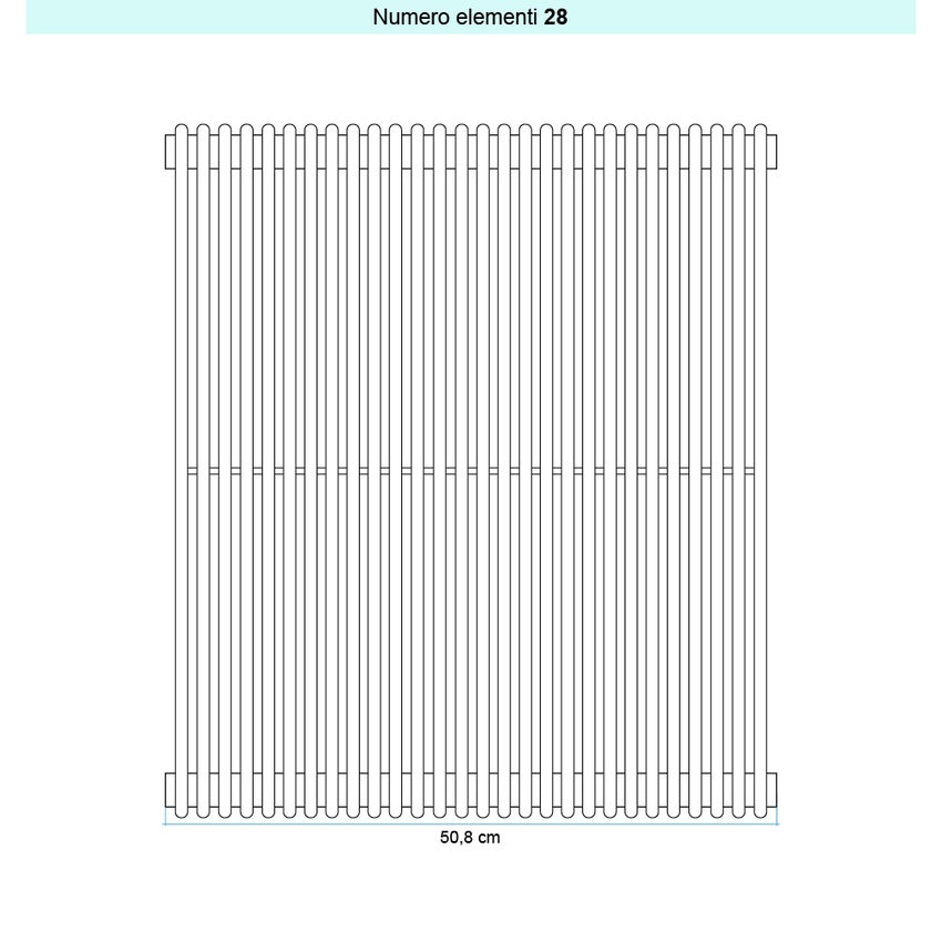 Immagine di Irsap ARPA 12 VERTICALE Radiatore 28 elementi L.50,8 P.4 H.202 cm, colore avorio ral 1013 finitura lucido Cod.02 A1220202802IR01A01