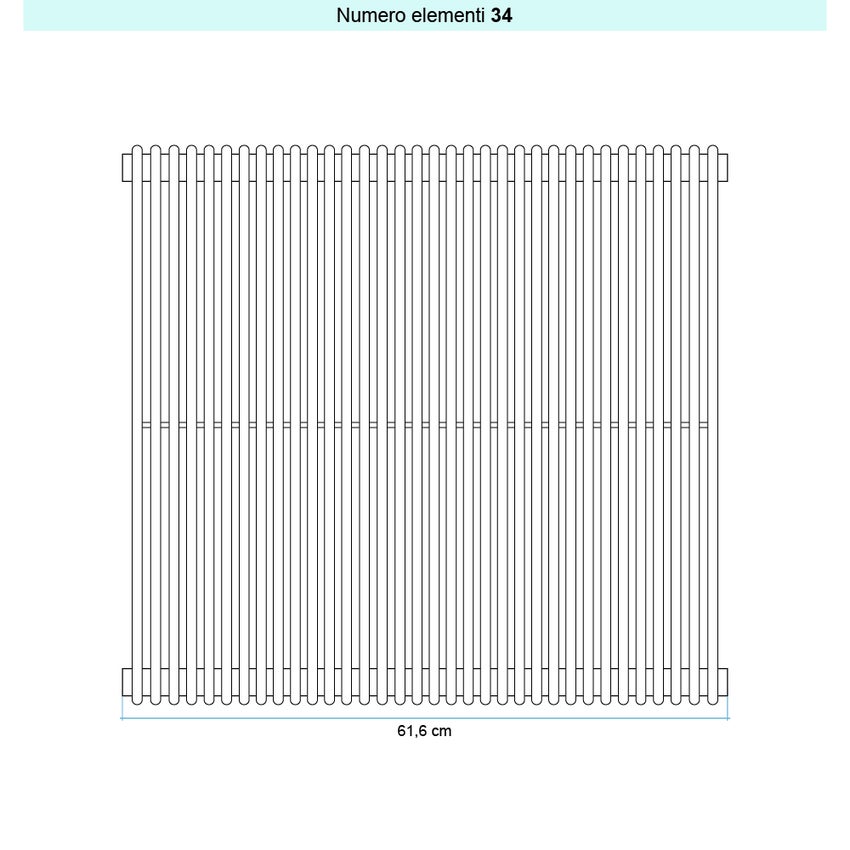 Immagine di Irsap ARPA 12 VERTICALE Radiatore 34 elementi L.61,6 P.4 H.122 cm, colore grigio perla finitura ruvido Cod.L6 A12122034L6IR01A01