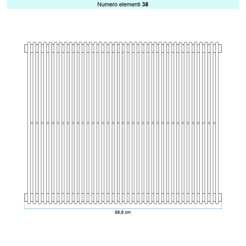 Immagine di Irsap ARPA 12 VERTICALE Radiatore 38 elementi L.68,8 P.4 H.202 cm, colore bianco edelweiss finitura lucido Cod.34 A1220203834IR01A01