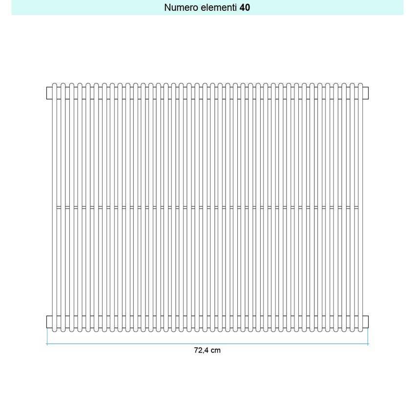 Immagine di Irsap ARPA 12 VERTICALE Radiatore 40 elementi L.72,4 P.4 H.182 cm, colore grigio chiaro finitura opaco Cod.8N A121820408NIR01A01