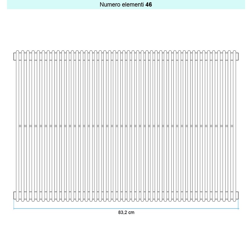 Immagine di Irsap ARPA 12 VERTICALE Radiatore 46 elementi L.83,2 P.4 H.55 cm, colore grigio chiaro finitura opaco Cod.8N A120550468NIR01A01