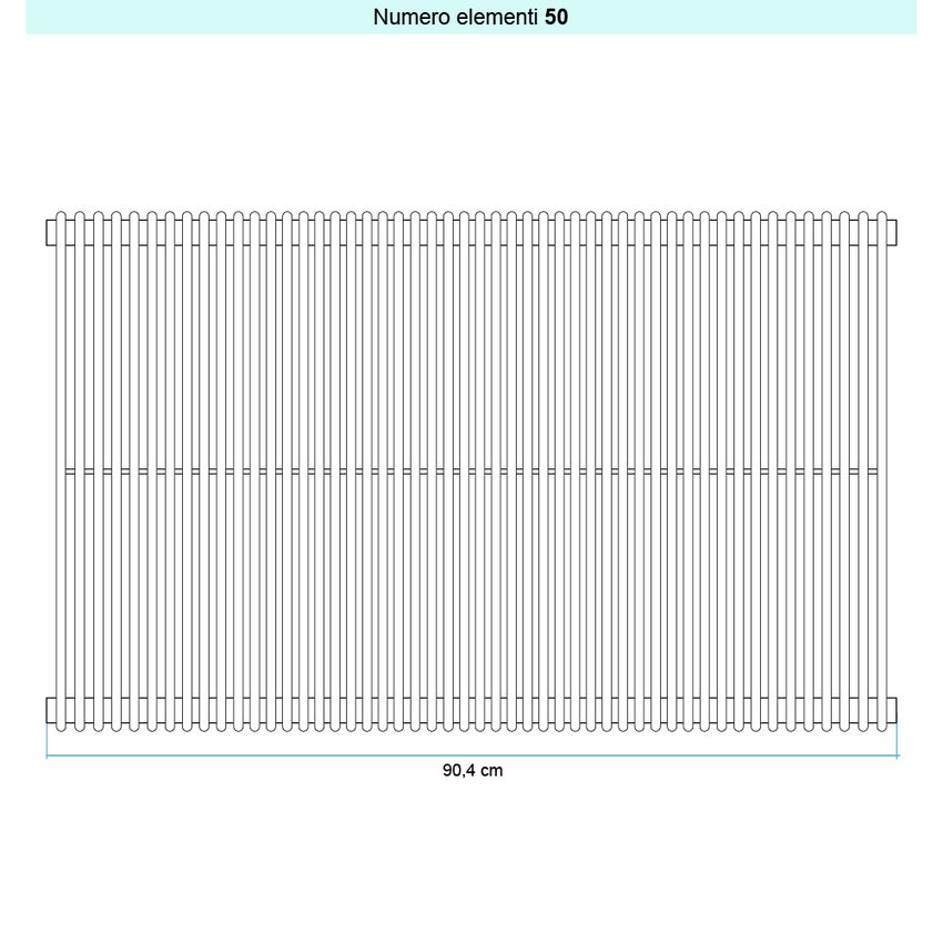 Immagine di Irsap ARPA 12 VERTICALE Radiatore 50 elementi L.90,4 P.4 H.152 cm, colore ghiaccio finitura opaco Cod.3P A121520503PIR01A01