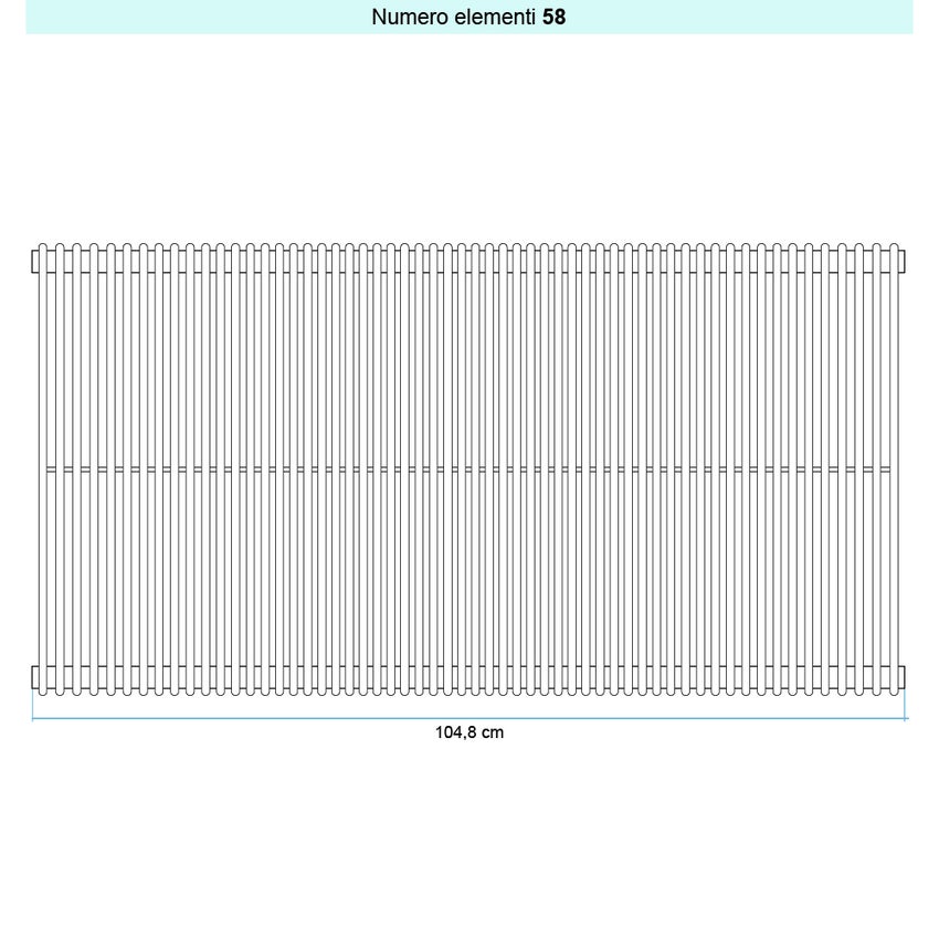 Immagine di Irsap ARPA 12 VERTICALE Radiatore 58 elementi L.104,8 P.4 H.202 cm, colore grigio medio finitura ruvido Cod.4D A122020584DIR01A01