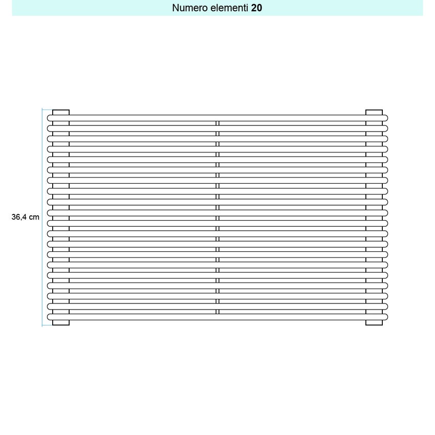 Immagine di Irsap ARPA 12_2 ORIZZONTALE Radiatore 20 elementi L.122 P.5 H.36,4 cm, colore bianco standard finitura lucido Cod.01 A2212202001IR01H01