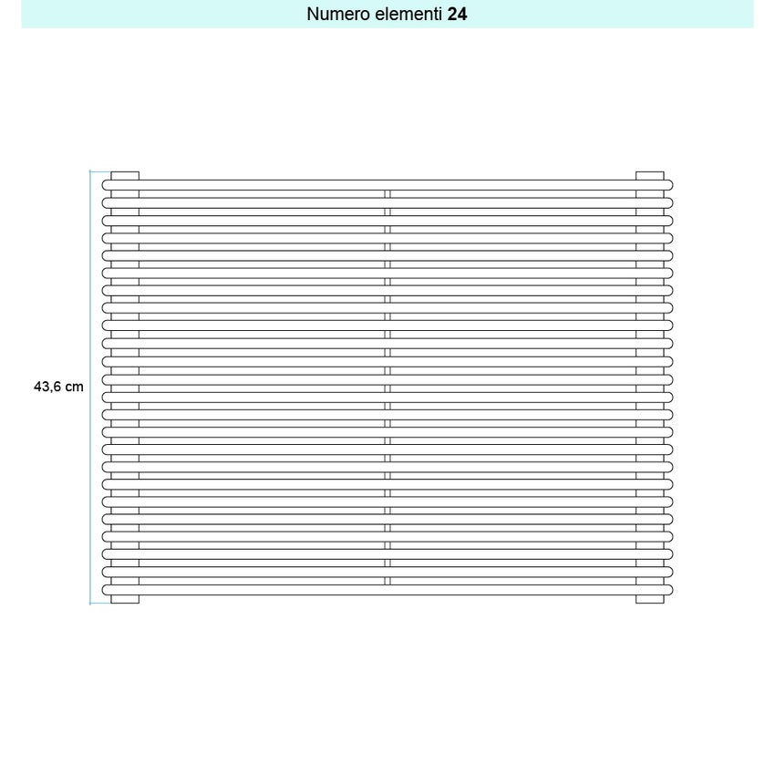 Immagine di Irsap ARPA 12_2 ORIZZONTALE Radiatore 24 elementi L.85 P.5 H.43,6 cm, colore bianco standard finitura lucido Cod.01 A2208502401IR01H01