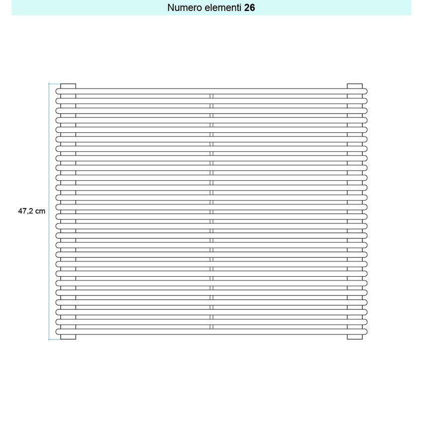 Immagine di Irsap ARPA 12_2 ORIZZONTALE Radiatore 26 elementi L.92 P.5 H.47,2 cm, colore bianco standard finitura lucido Cod.01 A2209202601IR01H01