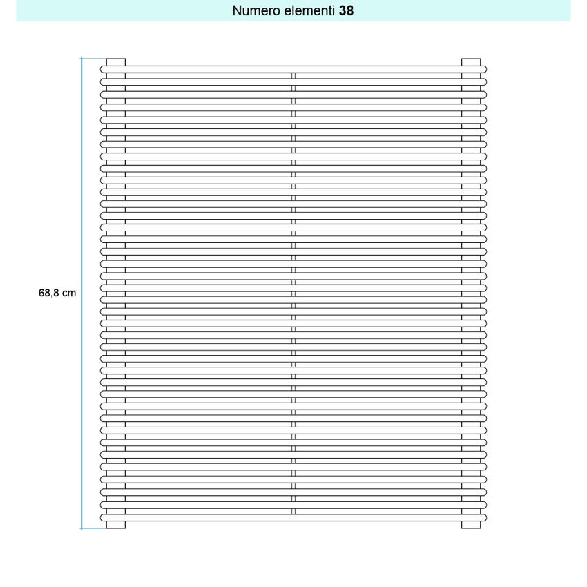 Immagine di Irsap ARPA 12_2 ORIZZONTALE Radiatore 38 elementi L.85 P.5 H.68,8 cm, colore bianco edelweiss finitura lucido Cod.34 A2208503834IR01H01