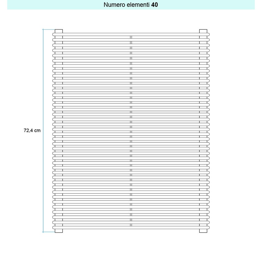 Immagine di Irsap ARPA 12_2 ORIZZONTALE Radiatore 40 elementi L.122 P.5 H.72,4 cm, colore bianco standard finitura lucido Cod.01 A2212204001IR01H01