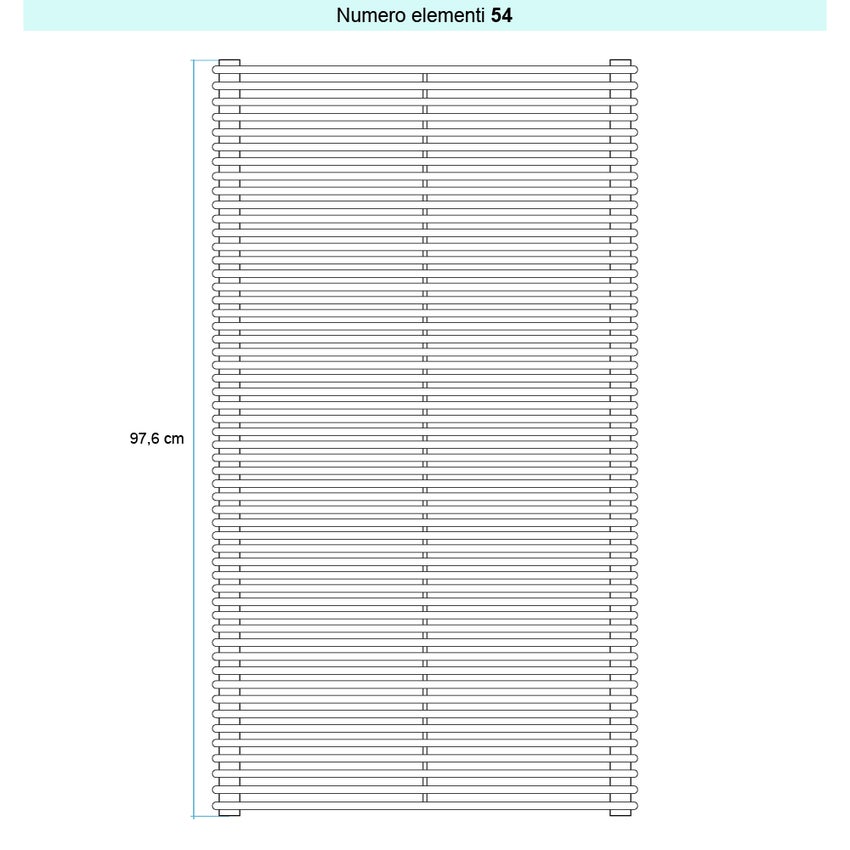 Immagine di Irsap ARPA 12_2 ORIZZONTALE Radiatore 54 elementi L.152 P.5 H.97,6 cm, colore bianco standard finitura lucido Cod.01 A2215205401IR01H01