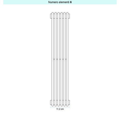 Immagine di Irsap ARPA 12_2 VERTICALE Radiatore 6 elementi L.11,2 P.5 H.222 cm, colore bianco standard finitura lucido Cod.01 A2222200601IR01A01
