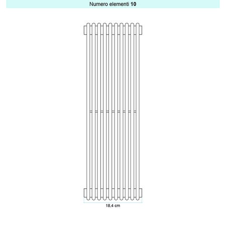 Immagine di Irsap ARPA 12_2 VERTICALE Radiatore 10 elementi L.18,4 P.5 H.52 cm, colore bianco standard finitura lucido Cod.01 A2205201001IR01A01