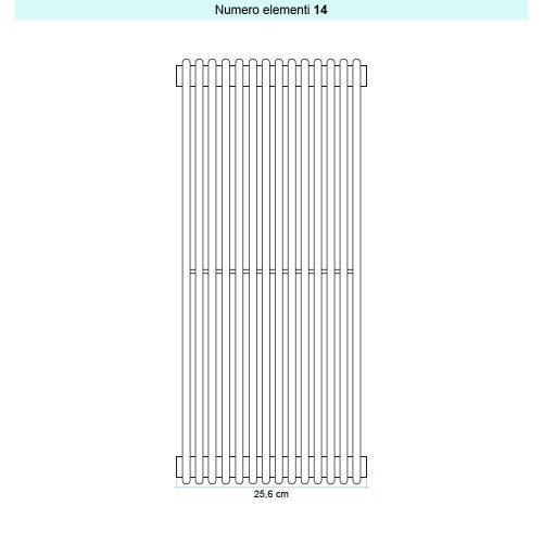 Immagine di Irsap ARPA 12_2 VERTICALE Radiatore 14 elementi L.25,6 P.5 H.75 cm, colore bianco standard finitura lucido Cod.01 A2207501401IR01A01