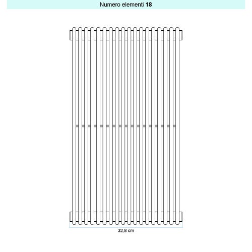 Immagine di Irsap ARPA 12_2 VERTICALE Radiatore 18 elementi L.32,8 P.5 H.65 cm, colore bianco standard finitura lucido Cod.01 A2206501801IR01A01