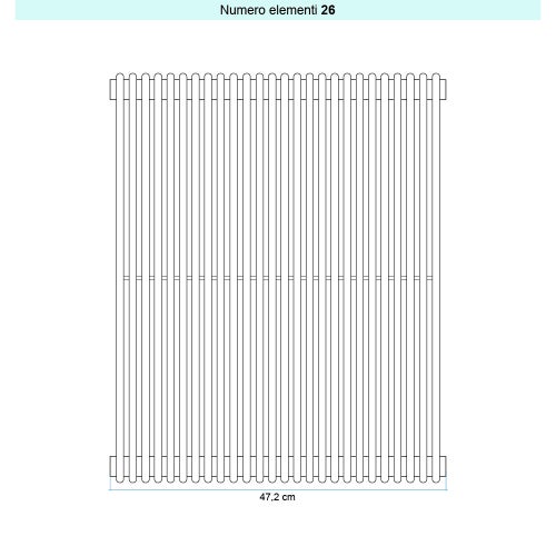 Immagine di Irsap ARPA 12_2 VERTICALE Radiatore 26 elementi L.47,2 P.5 H.75 cm, colore bianco standard finitura lucido Cod.01 A2207502601IR01A01