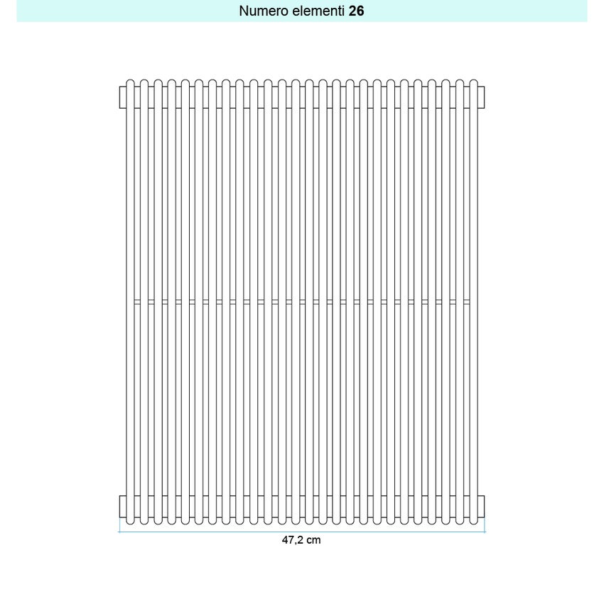 Immagine di Irsap ARPA 12_2 VERTICALE Radiatore 26 elementi L.47,2 P.5 H.152 cm, colore bianco standard finitura lucido Cod.01 A2215202601IR01A01