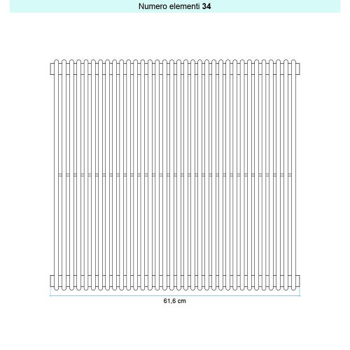 Immagine di Irsap ARPA 12_2 VERTICALE Radiatore 34 elementi L.61,6 P.5 H.70 cm, colore bianco standard finitura lucido Cod.01 A2207003401IR01A01