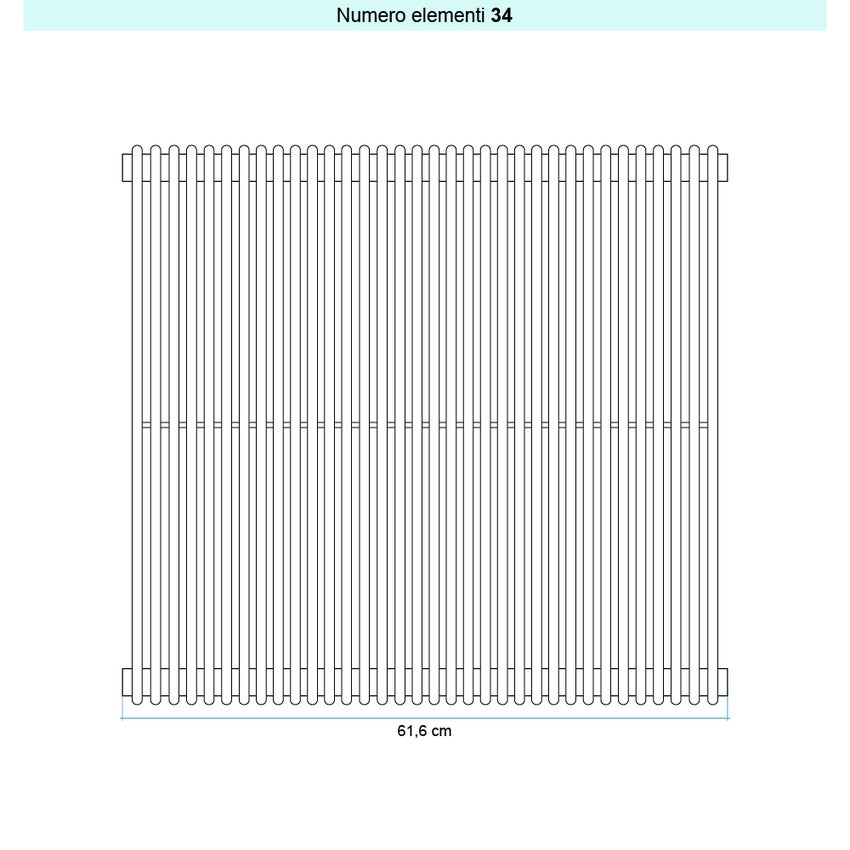 Immagine di Irsap ARPA 12_2 VERTICALE Radiatore 34 elementi L.61,6 P.5 H.70 cm, colore bianco standard finitura lucido Cod.01 A2207003401IR01A01