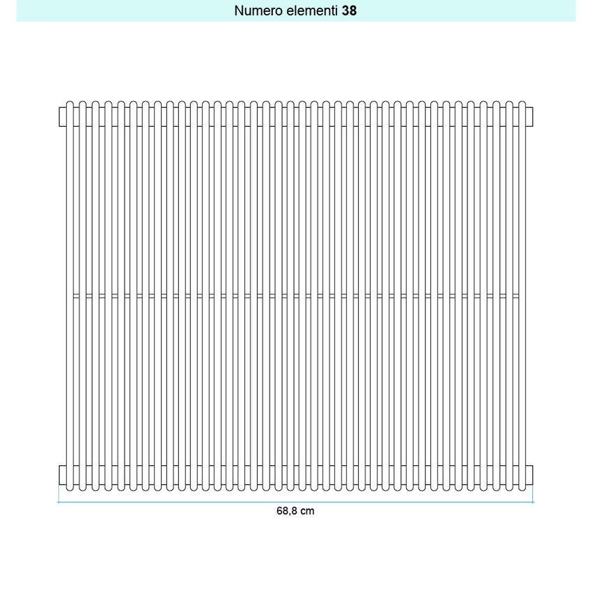Immagine di Irsap ARPA 12_2 VERTICALE Radiatore 38 elementi L.68,8 P.5 H.202 cm, colore bianco standard finitura lucido Cod.01 A2220203801IR01A01