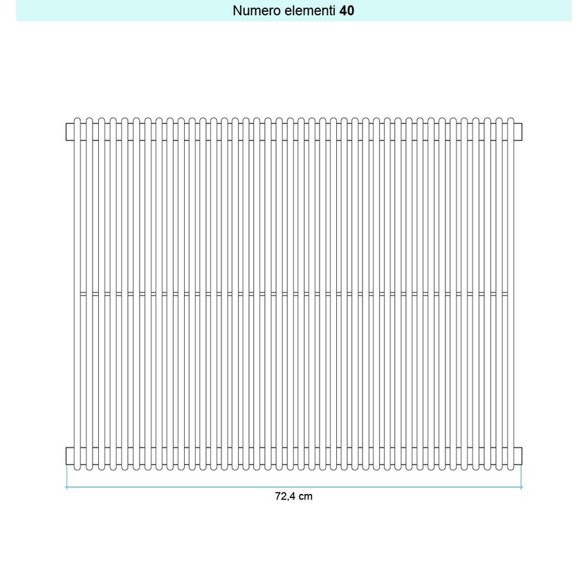 Immagine di Irsap ARPA 12_2 VERTICALE Radiatore 40 elementi L.72,4 P.5 H.252 cm, colore bianco standard finitura lucido Cod.01 A2225204001IR01A01