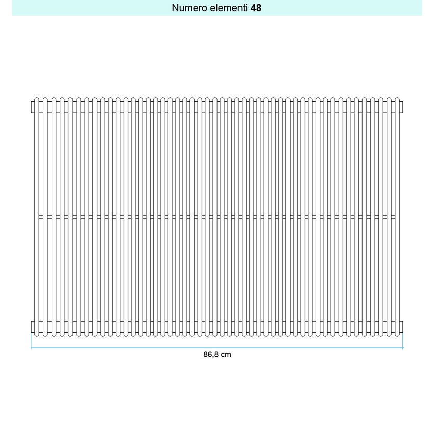 Immagine di Irsap ARPA 12_2 VERTICALE Radiatore 48 elementi L.86,8 P.5 H.55 cm, colore bianco standard finitura lucido Cod.01 A2205504801IR01A01