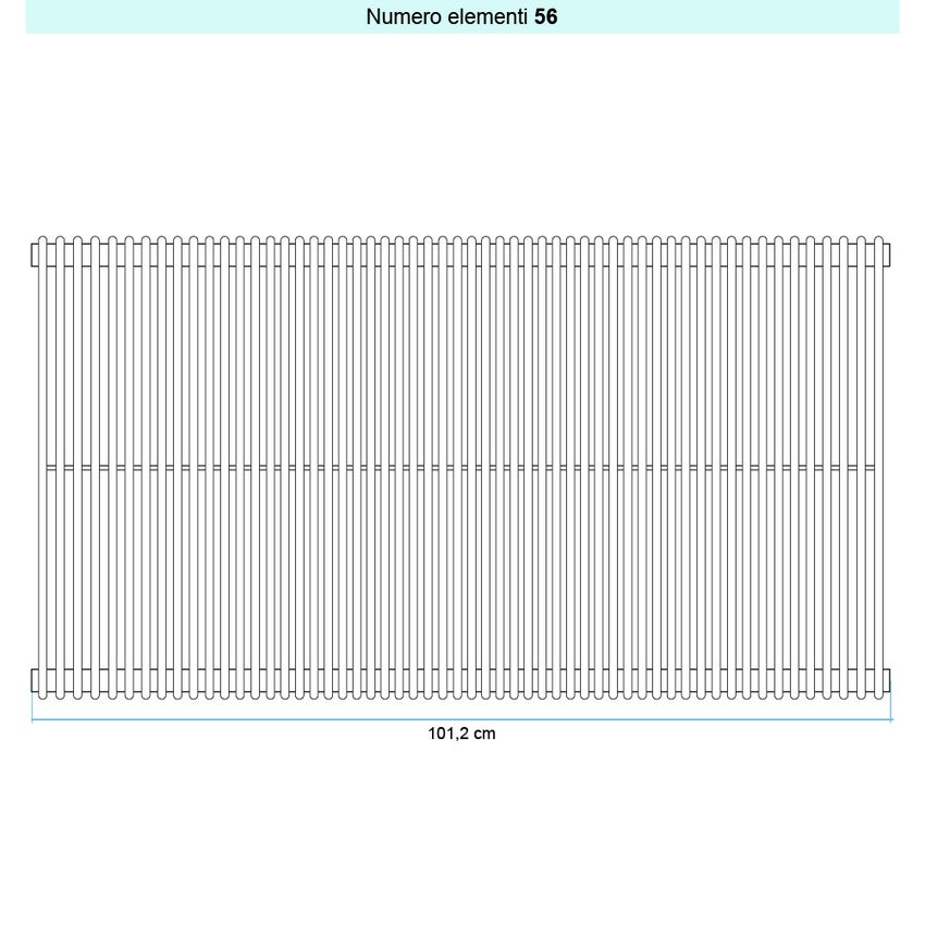 Immagine di Irsap ARPA 12_2 VERTICALE Radiatore 56 elementi L.101,2 P.5 H.65 cm, colore bianco standard finitura lucido Cod.01 A2206505601IR01A01