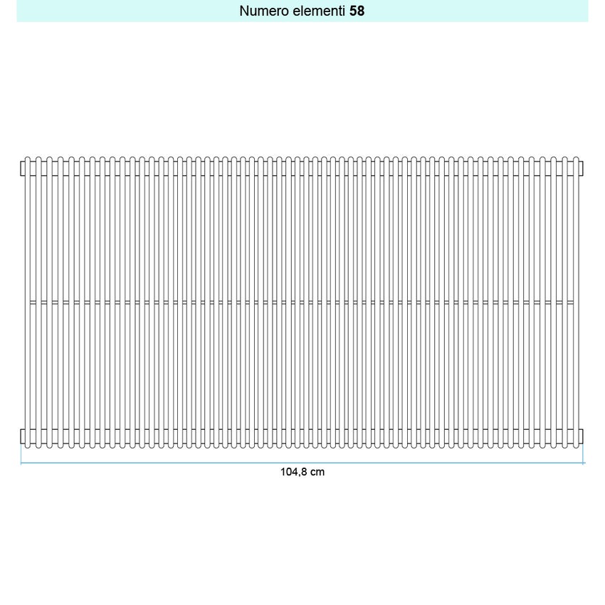 Immagine di Irsap ARPA 12_2 VERTICALE Radiatore 58 elementi L.104,8 P.5 H.75 cm, colore bianco standard finitura lucido Cod.01 A2207505801IR01A01