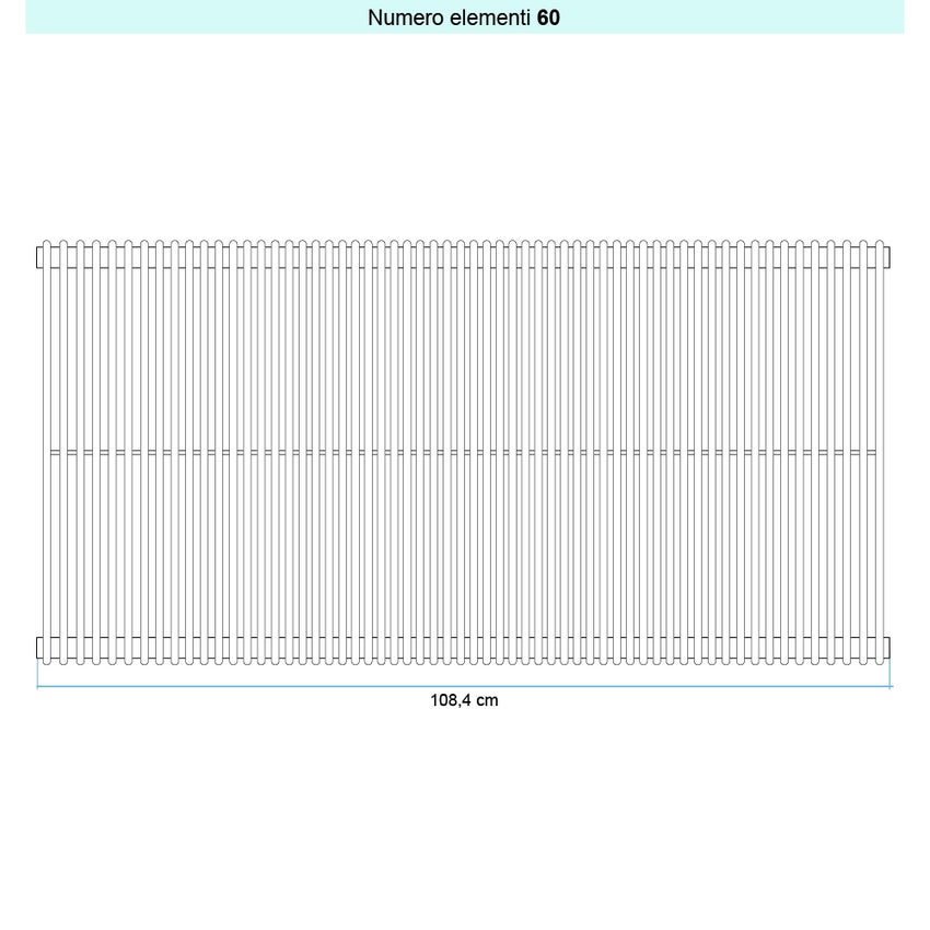 Immagine di Irsap ARPA 12_2 VERTICALE Radiatore 60 elementi L.108,4 P.5 H.67 cm, colore bianco standard finitura lucido Cod.01 A2206706001IR01A01