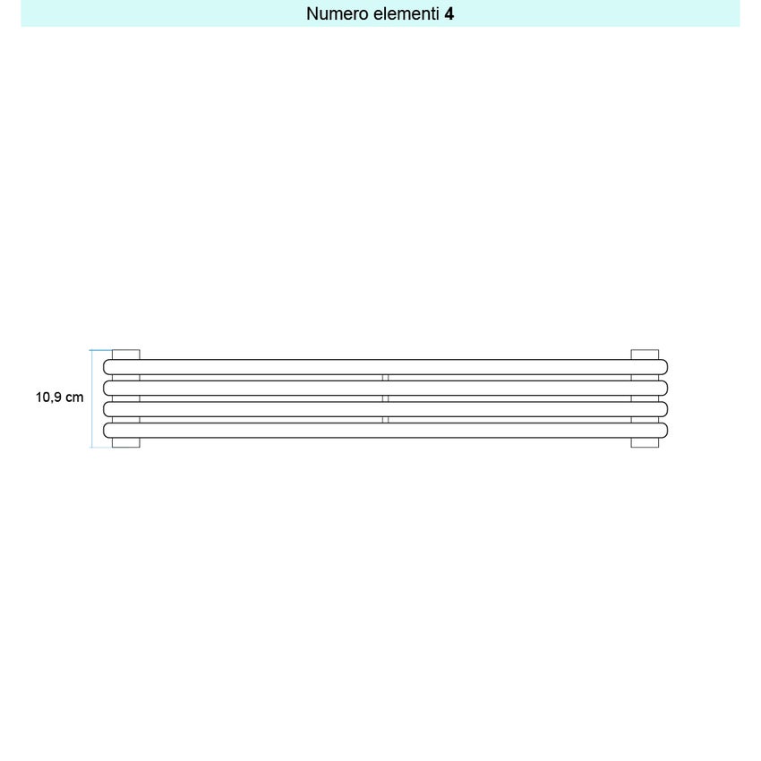 Immagine di Irsap ARPA 18 ORIZZONTALE Radiatore 4 elementi L.202 P.4,6 H.10,9 cm, colore bianco standard finitura lucido Cod.01 A1820200401IR01H01