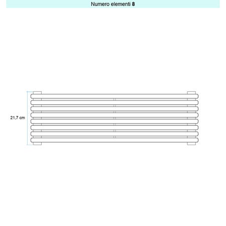 Immagine di Irsap ARPA 18 ORIZZONTALE Radiatore 8 elementi L.52 P.4,6 H.21,7 cm, colore bianco standard finitura lucido Cod.01 A1805200801IR01H01