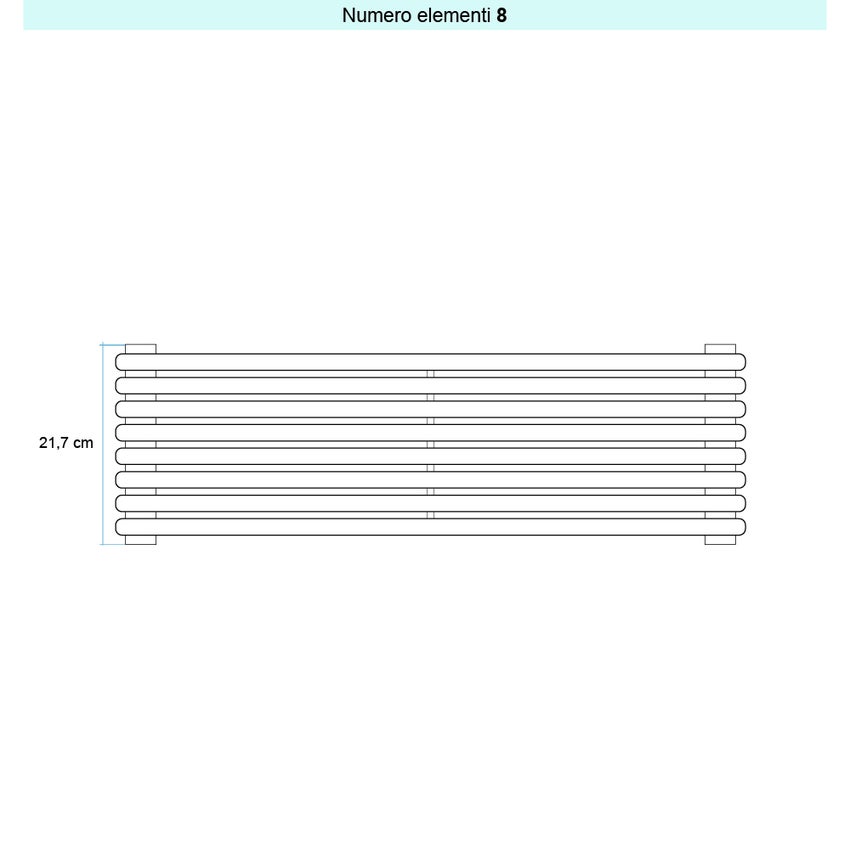 Immagine di Irsap ARPA 18 ORIZZONTALE Radiatore 8 elementi L.52 P.4,6 H.21,7 cm, colore bianco edelweiss finitura lucido Cod.34 A1805200834IR01H01