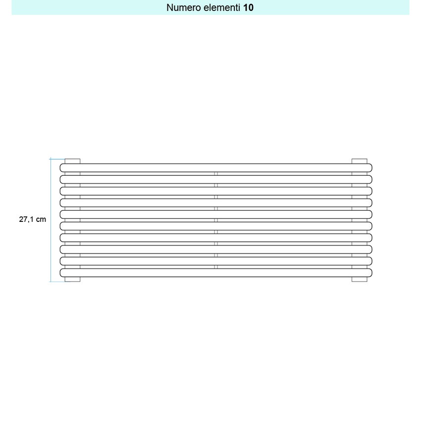 Immagine di Irsap ARPA 18 ORIZZONTALE Radiatore 10 elementi L.55 P.4,6 H.27,1 cm, colore bianco standard finitura lucido Cod.01 A1805501001IR01H01