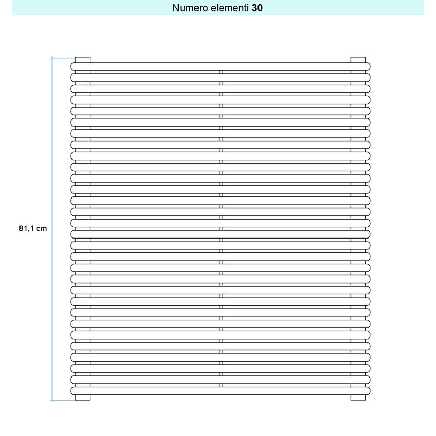 Immagine di Irsap ARPA 18 ORIZZONTALE Radiatore 30 elementi L.85 P.4,6 H.81,1 cm, colore bianco standard finitura lucido Cod.01 A1808503001IR01H01