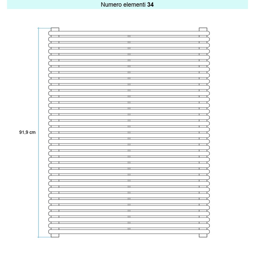 Immagine di Irsap ARPA 18 ORIZZONTALE Radiatore 34 elementi L.122 P.4,6 H.91,9 cm, colore bianco standard finitura lucido Cod.01 A1812203401IR01H01
