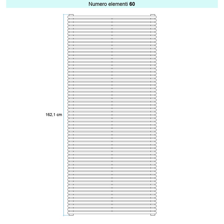Immagine di Irsap ARPA 18 ORIZZONTALE Radiatore 60 elementi L.182 P.4,6 H.162,1 cm, colore bianco standard finitura lucido Cod.01 A1818206001IR01H01