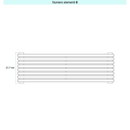 Immagine di Irsap ARPA 18_2 ORIZZONTALE Radiatore 8 elementi L.152 P.6,2 H.21,7 cm, colore bianco standard finitura lucido Cod.01 A2815200801IR01H01