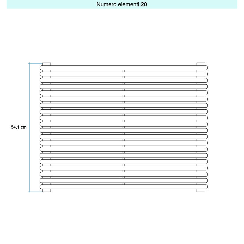 Immagine di Irsap ARPA 18_2 ORIZZONTALE Radiatore 20 elementi L.65 P.6,2 H.54,1 cm, colore bianco standard finitura lucido Cod.01 A2806502001IR01H01