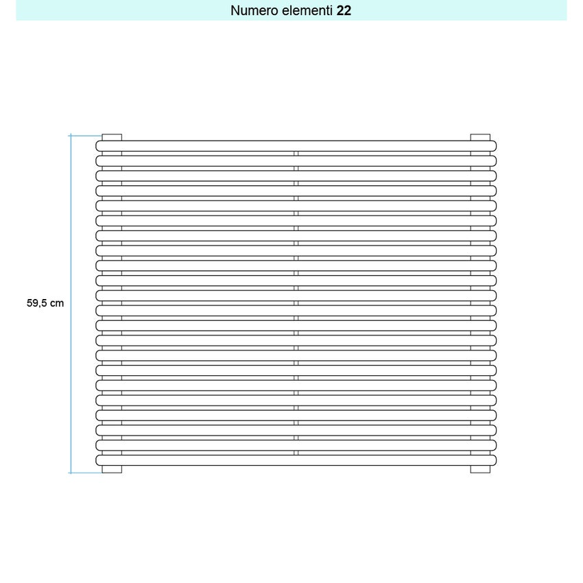 Immagine di Irsap ARPA 18_2 ORIZZONTALE Radiatore 22 elementi L.55 P.6,2 H.59,5 cm, colore bianco standard finitura lucido Cod.01 A2805502201IR01H01