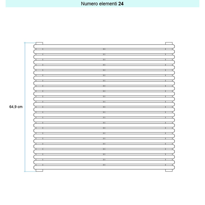 Immagine di Irsap ARPA 18_2 ORIZZONTALE Radiatore 24 elementi L.55 P.6,2 H.64,9 cm, colore bianco standard finitura lucido Cod.01 A2805502401IR01H01