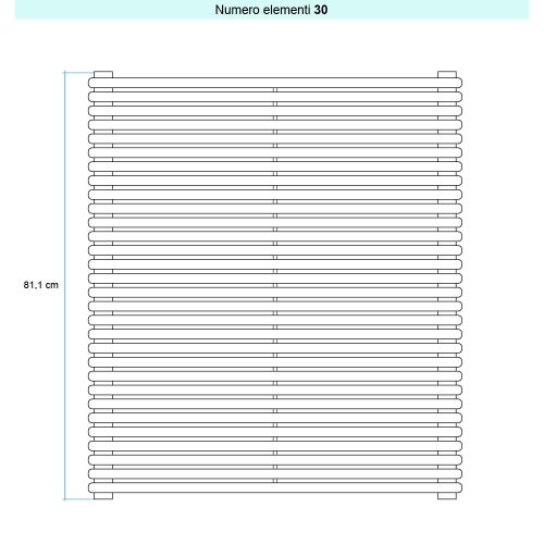 Immagine di Irsap ARPA 18_2 ORIZZONTALE Radiatore 30 elementi L.152 P.6,2 H.81,1 cm, colore bianco standard finitura lucido Cod.01 A2815203001IR01H01