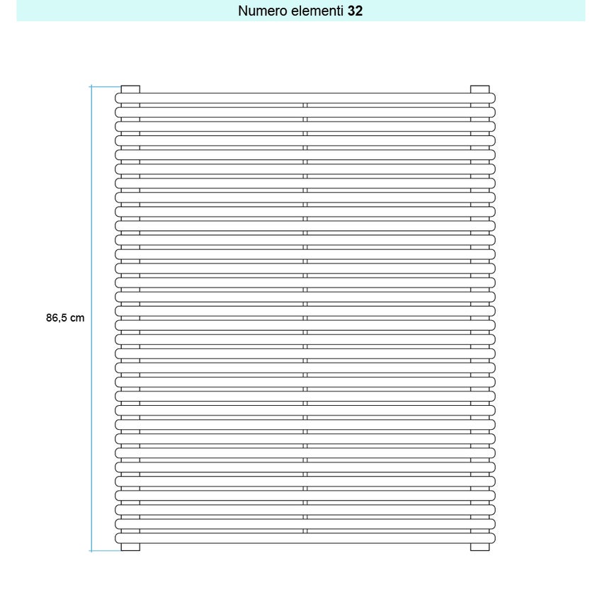 Immagine di Irsap ARPA 18_2 ORIZZONTALE Radiatore 32 elementi L.65 P.6,2 H.86,5 cm, colore bianco standard finitura lucido Cod.01 A2806503201IR01H01