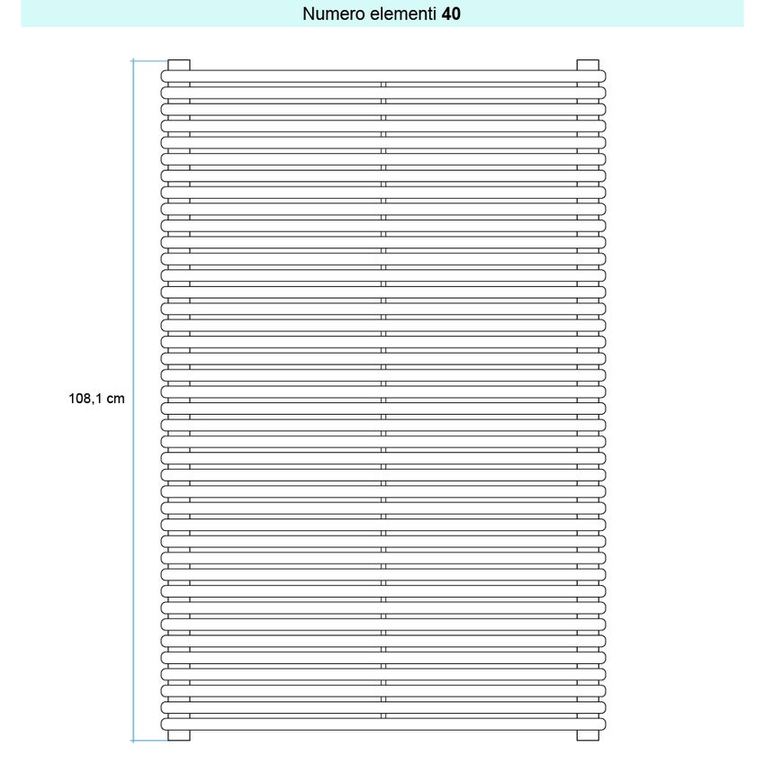 Immagine di Irsap ARPA 18_2 ORIZZONTALE Radiatore 40 elementi L.122 P.6,2 H.108,1 cm, colore bianco standard finitura lucido Cod.01 A2812204001IR01H01